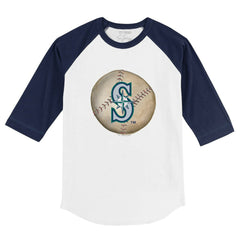 Seattle Mariners Tiny Turnip Youth Stitched Baseball 3/4-Sleeve Raglan T-Shirt - White/Navy - MLB on Sale