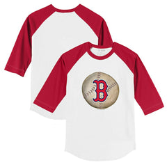 Boston Red Sox Tiny Turnip Youth Stitched Baseball 3/4-Sleeve Raglan T-Shirt - White/Red - MLB Discount