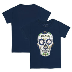 Milwaukee Brewers Tiny Turnip Youth Sugar Skull T-Shirt - Navy - MLB Sale