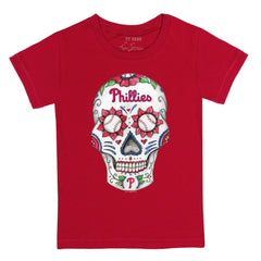 Philadelphia Phillies Tiny Turnip Youth Sugar Skull T-Shirt - Red - MLB Sale