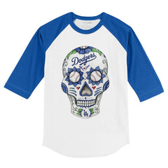 Los Angeles Dodgers Tiny Turnip Youth Sugar Skull 3/4-Sleeve Raglan T-Shirt - White/Royal - MLB on Sale