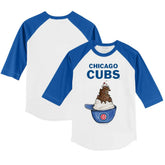 Chicago Cubs Tiny Turnip Youth Sundae Helmet 3/4-Sleeve Raglan T-Shirt - White/Royal - MLB Sale