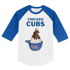 Chicago Cubs Tiny Turnip Youth Sundae Helmet 3/4-Sleeve Raglan T-Shirt - White/Royal - MLB Sale