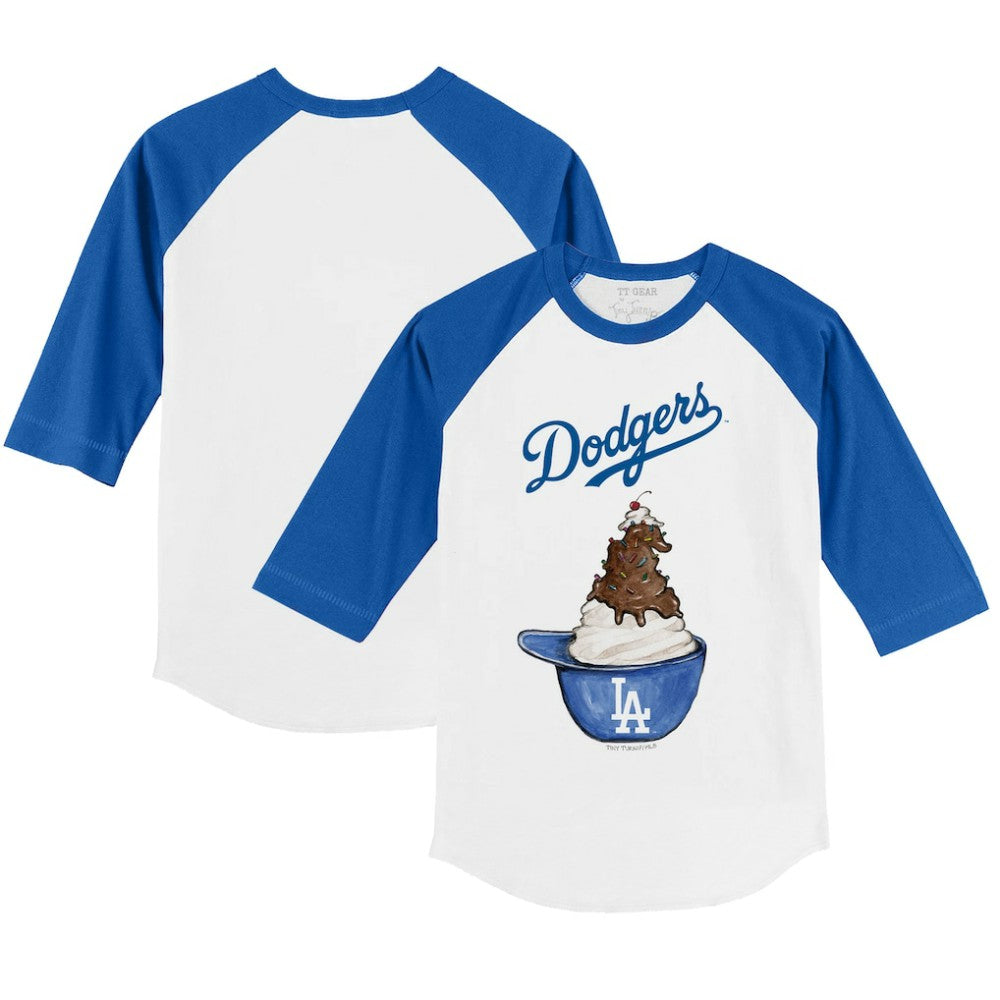 Los Angeles Dodgers Tiny Turnip Youth Sundae Helmet 3/4-Sleeve Raglan T-Shirt - White/Royal - MLB Online