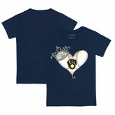Milwaukee Brewers Tiny Turnip Youth Tiara Heart T-Shirt - Navy - MLB on Sale