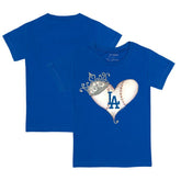 Los Angeles Dodgers Tiny Turnip Youth Tiara Heart T-Shirt - Royal - MLB Lifestyle