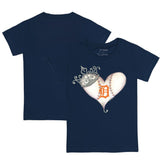 Detroit Tigers Tiny Turnip Youth Tiara Heart T-Shirt - Navy - MLB Sale