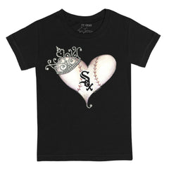 Chicago White Sox Tiny Turnip Youth Tiara Heart T-Shirt - Black - MLB Discount