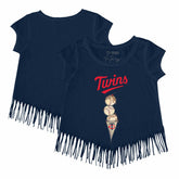 Minnesota Twins Tiny Turnip Girls Youth Triple Scoop Fringe T-Shirt - Navy - MLB Online