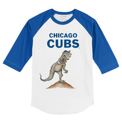 Chicago Cubs Tiny Turnip Youth TT Rex 3/4-Sleeve Raglan T-Shirt - White/Royal - MLB on Sale