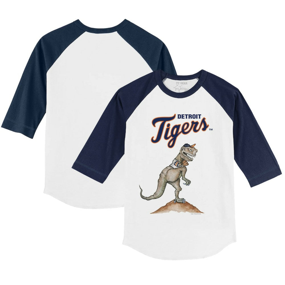 Detroit Tigers Tiny Turnip Youth TT Rex 3/4-Sleeve Raglan T-Shirt - White/Navy - MLB on Sale