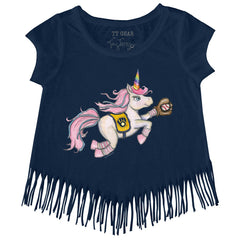 Milwaukee Brewers Tiny Turnip Girls Youth Unicorn Fringe T-Shirt - Navy - MLB Discount
