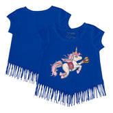Chicago Cubs Tiny Turnip Girls Youth Unicorn Fringe T-Shirt - Royal - MLB Sale