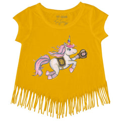 San Diego Padres Tiny Turnip Girls Youth Unicorn Fringe T-Shirt - Gold - MLB Lifestyle