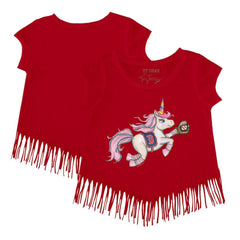 Boston Red Sox Tiny Turnip Girls Youth Unicorn Fringe T-Shirt - Red - MLB Lifestyle