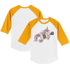 San Diego Padres Tiny Turnip Youth Unicorn 3/4-Sleeve Raglan T-Shirt - White/Gold - MLB Lifestyle