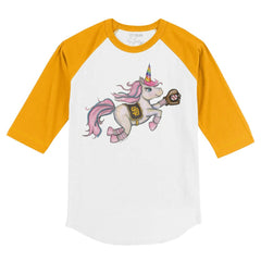 San Diego Padres Tiny Turnip Youth Unicorn 3/4-Sleeve Raglan T-Shirt - White/Gold - MLB Lifestyle