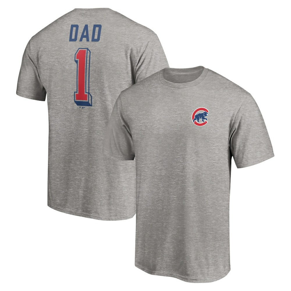 Chicago Cubs Number One Dad T-Shirt - Heather Gray - MLB Online