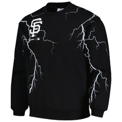 San Francisco Giants PLEASURES Lightning Crewneck Pullover Sweatshirt - Black - MLB Lifestyle