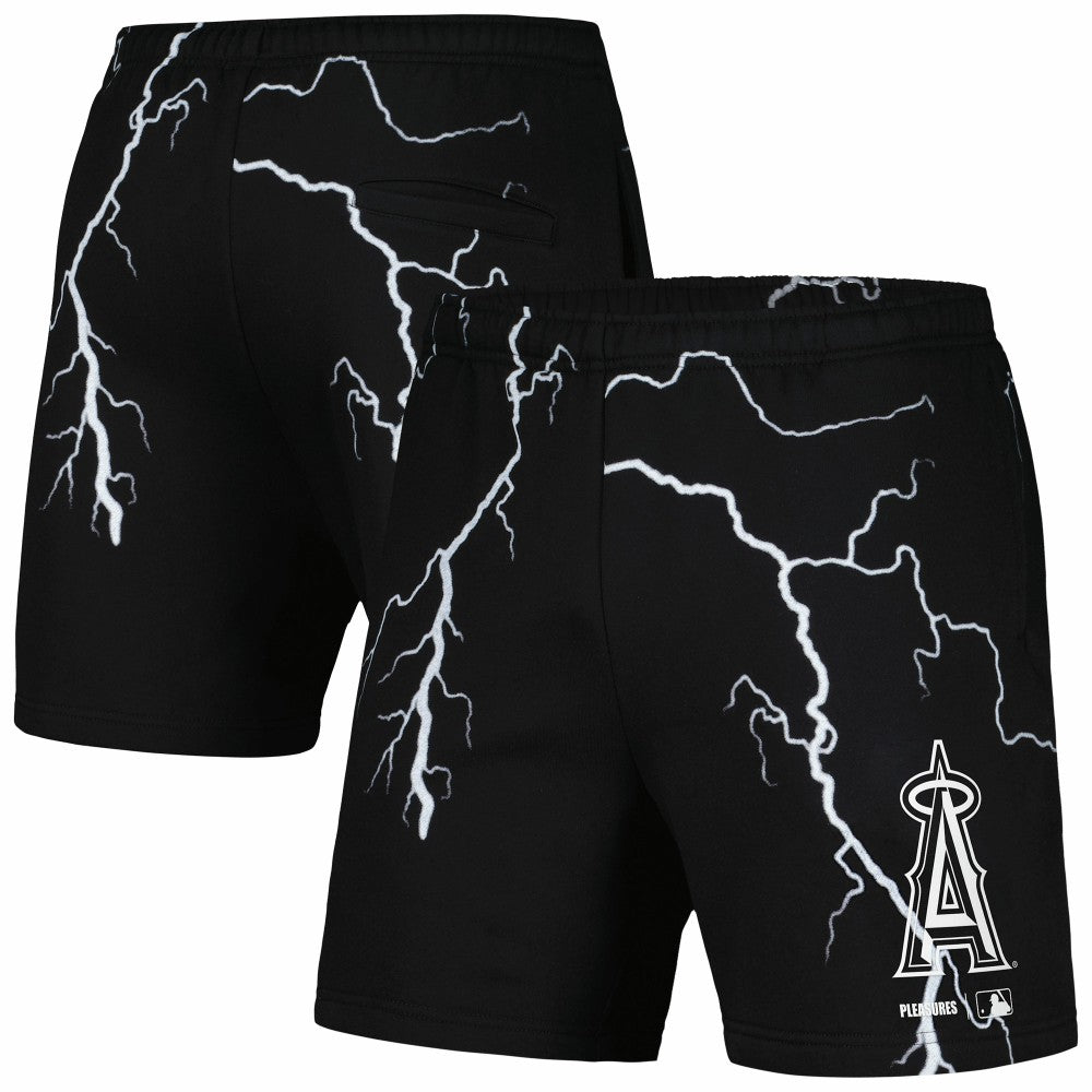 Los Angeles Angels PLEASURES Lightning Shorts - Black - MLB Lifestyle