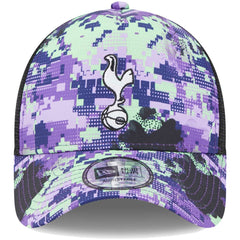Tottenham Hotspur New Era Black Glitch All Over Print E-Frame Trucker Adjustable Hat - New Era