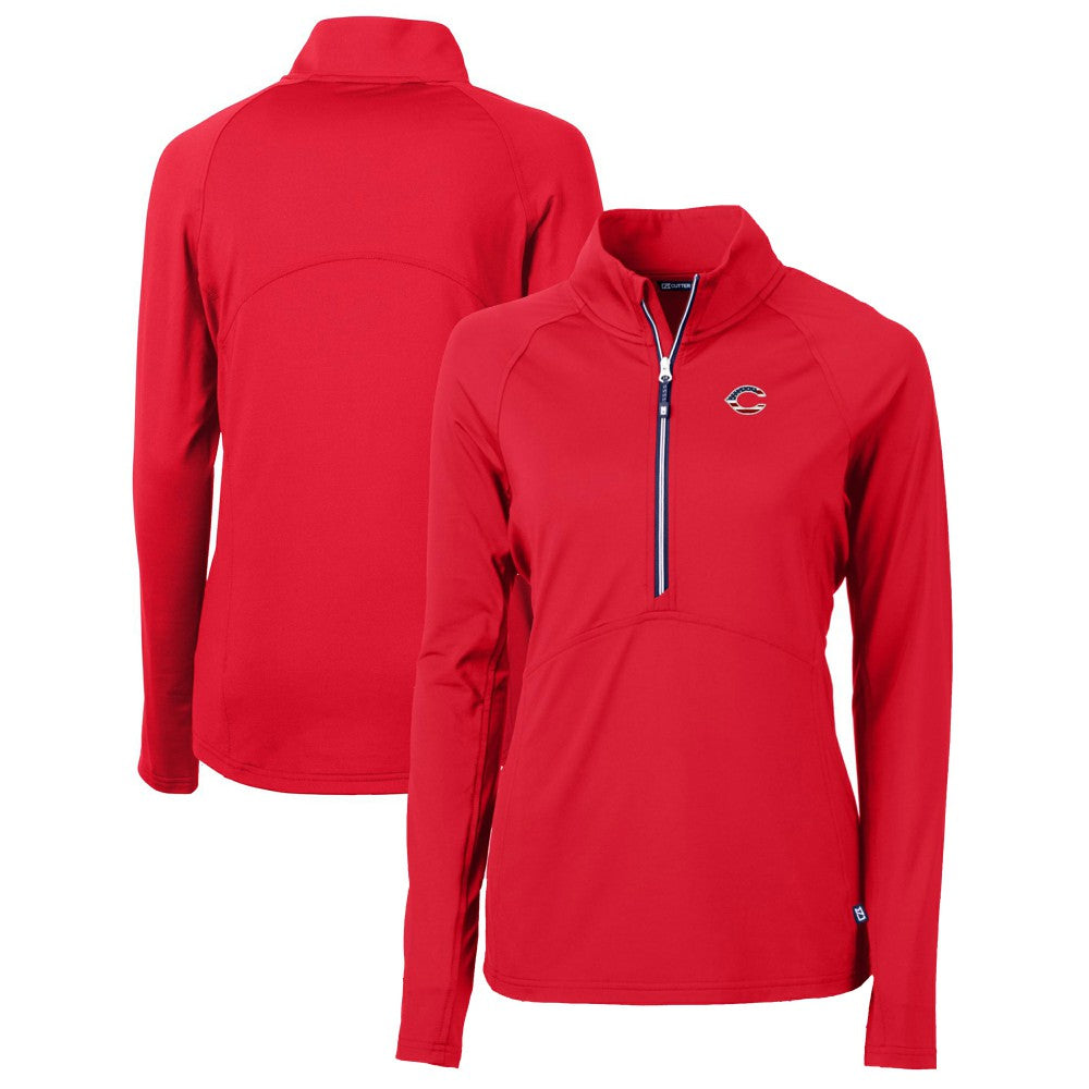 Cincinnati Reds Cutter & Buck Women's Americana Logo Adapt Eco Knit Stretch Recycled Half-Zip Pullover Top - Red - MLB Sale