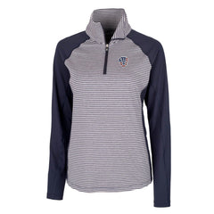 Milwaukee Brewers Cutter & Buck Women's Americana Logo Forge Tonal Stripe Stretch Half-Zip Pullover Top - Navy - MLB Sale