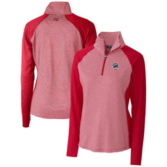 Chicago Cubs Cutter & Buck Women's Americana Logo Forge Tonal Stripe Stretch Half-Zip Pullover Top - Cardinal - MLB Sale