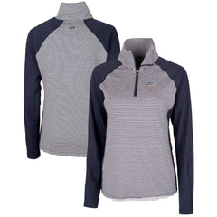 Washington Nationals Cutter & Buck Women's Americana Logo Forge Tonal Stripe Stretch Half-Zip Pullover Top - Navy - MLB Lifestyle