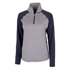 Washington Nationals Cutter & Buck Women's Americana Logo Forge Tonal Stripe Stretch Half-Zip Pullover Top - Navy - MLB Lifestyle