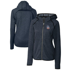San Diego Padres Cutter & Buck Women's Americana Logo Mainsail Sweater-Knit Full-Zip Hoodie - Heather Navy - MLB Discount