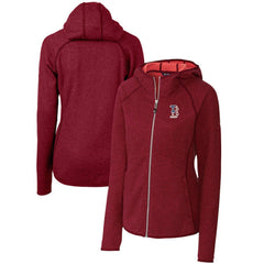 Boston Red Sox Cutter & Buck Women's Americana Logo Mainsail Sweater-Knit Full-Zip Hoodie - Cardinal - MLB on Sale