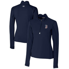 Boston Red Sox Cutter & Buck Women's Americana Logo DryTec Traverse Stretch Quarter-Zip Pullover Top - Navy - MLB Discount