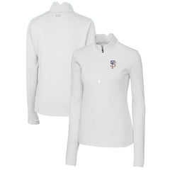 San Francisco Giants Cutter & Buck Women's Americana Logo DryTec Traverse Stretch Quarter-Zip Pullover Top - White - MLB on Sale