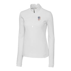 San Francisco Giants Cutter & Buck Women's Americana Logo DryTec Traverse Stretch Quarter-Zip Pullover Top - White - MLB on Sale