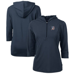 Detroit Tigers Cutter & Buck Women's Americana Logo DryTec Virtue Eco Pique Recycled Half-Zip Pullover Hoodie - Navy - MLB Discount