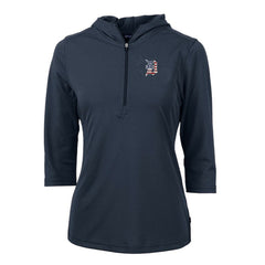 Detroit Tigers Cutter & Buck Women's Americana Logo DryTec Virtue Eco Pique Recycled Half-Zip Pullover Hoodie - Navy - MLB Discount