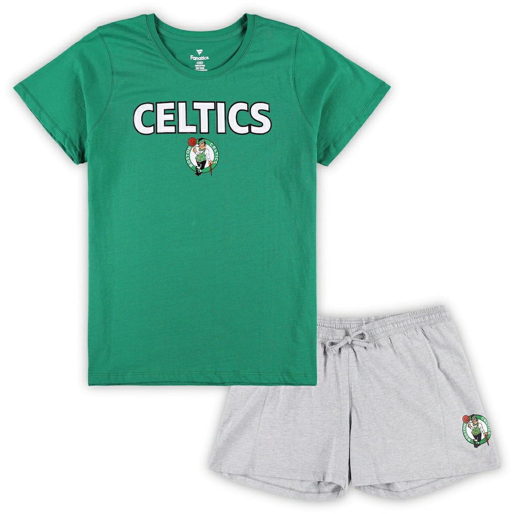 Boston Celtics Women's Plus Size T-Shirt & Shorts Combo Set Kelly Green/Heather Gray | Fanatics Lifestyle