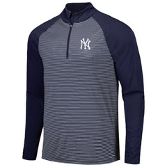 New York Yankees Levelwear Charter Striped Raglan Quarter-Zip Top - Navy - MLB Discount