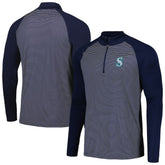 Seattle Mariners Levelwear Charter Striped Raglan Quarter-Zip Top - Navy - MLB Lifestyle