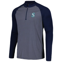 Seattle Mariners Levelwear Charter Striped Raglan Quarter-Zip Top - Navy - MLB Lifestyle