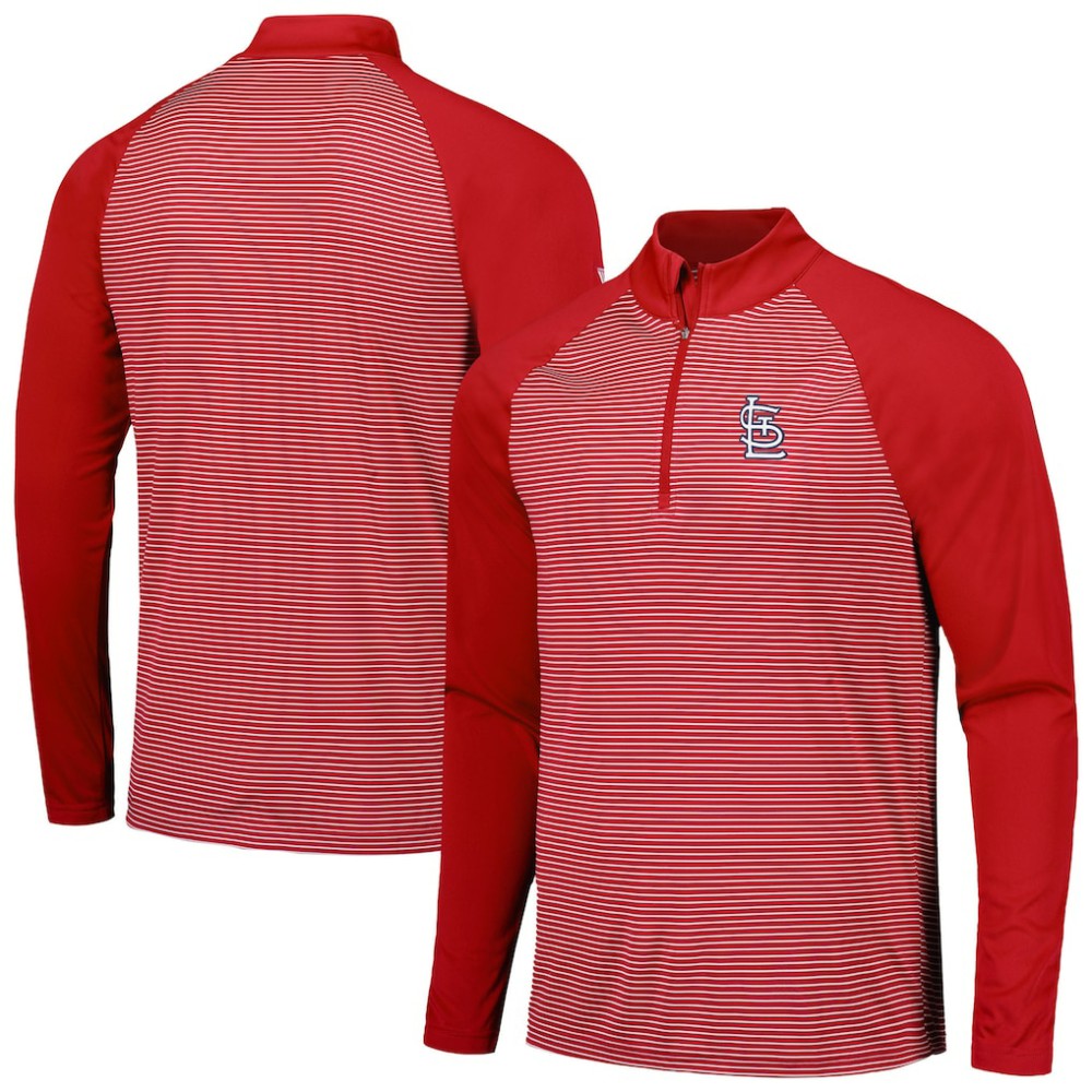 St. Louis Cardinals Levelwear Charter Striped Raglan Quarter-Zip Top - Red - MLB Lifestyle