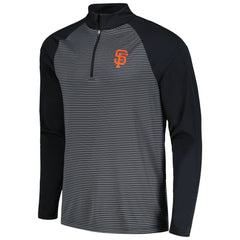 San Francisco Giants Levelwear Charter Striped Raglan Quarter-Zip Top - Black - MLB Sale
