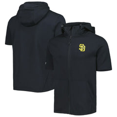 San Diego Padres Levelwear Recruit Full-Zip Short Sleeve Hoodie - Black - MLB Lifestyle