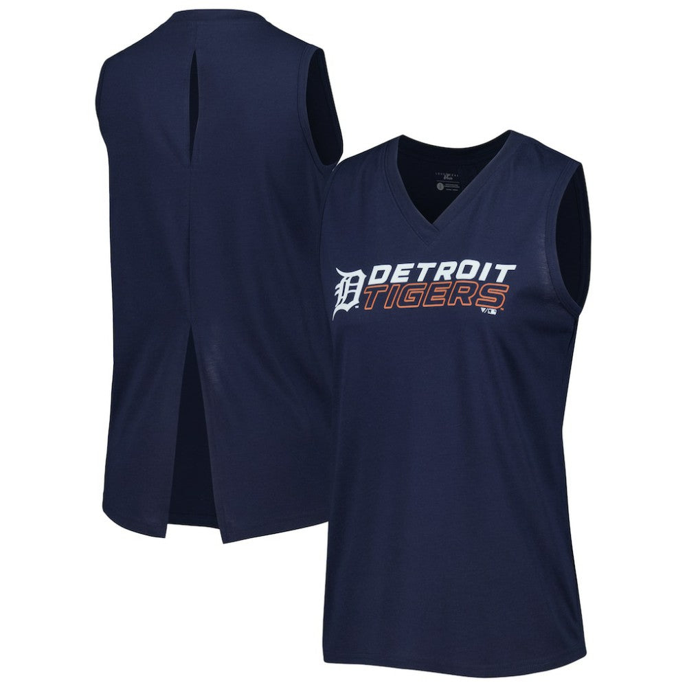 Detroit Tigers Levelwear Women's Paisley Chase V-Neck Tank Top - Navy - MLB Online