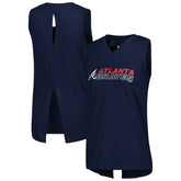 Atlanta Braves Levelwear Women's Paisley Chase V-Neck Tank Top - Navy - MLB Sale