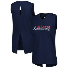 Atlanta Braves Levelwear Women's Paisley Chase V-Neck Tank Top - Navy - MLB Sale