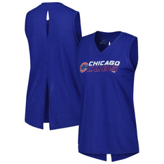 Chicago Cubs Levelwear Women's Paisley Chase V-Neck Tank Top - Royal - MLB Sale