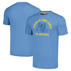 Ken Griffey & Ken Griffey Jr. Seattle Mariners Homage Illustration Tri-Blend T-Shirt - Light Blue - MLB Discount
