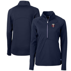 Minnesota Twins Cutter & Buck Women's Adapt Eco Knit Stretch Half-Zip Logo Pullover Top - Navy - MLB on Sale